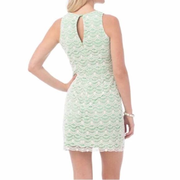 Southern Tide Sawyer Lace Sheath Dress Starboard Green Cream Sleeveless Women 4 - Picture 8 of 15